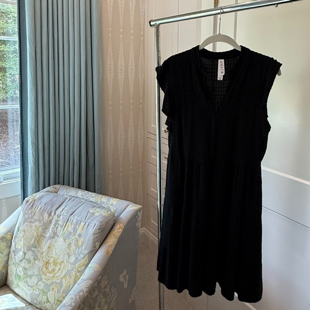 AMADII Black Textured Tiered Mini Dress (Size XS)
